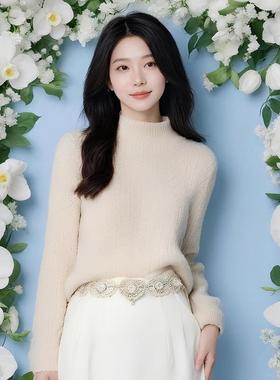 Y5【第二件0元】针织衫毛衣圆领套头短款大码宽松百搭打底针织