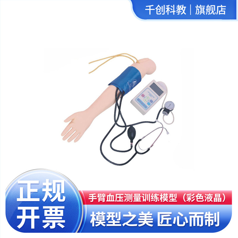 手臂血压测量训练模型彩色液晶真血压计听诊器通用动态汞柱显科音压脉频设自校教考全彩大屏语音可调配设定仪