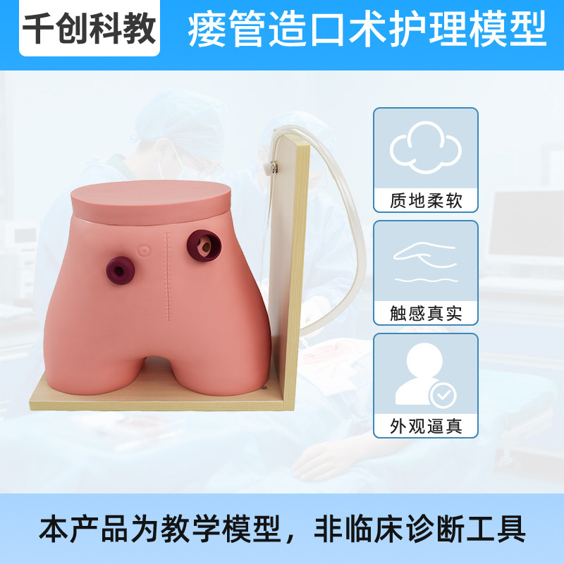 瘘管造口护理模型结肠回肠双造瘘口造口扩大冲洗粪袋安装管饲练习灌肠训练柔软材质真实触感体位可调底座固定