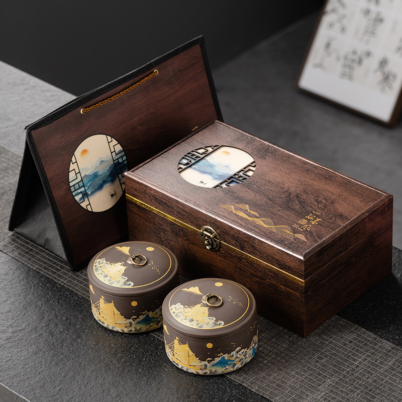 陶瓷紫砂茶叶罐礼盒套装