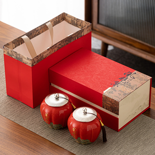 高档茶叶罐礼盒装空盒包装盒红茶包装白茶红茶陶瓷密封存茶罐