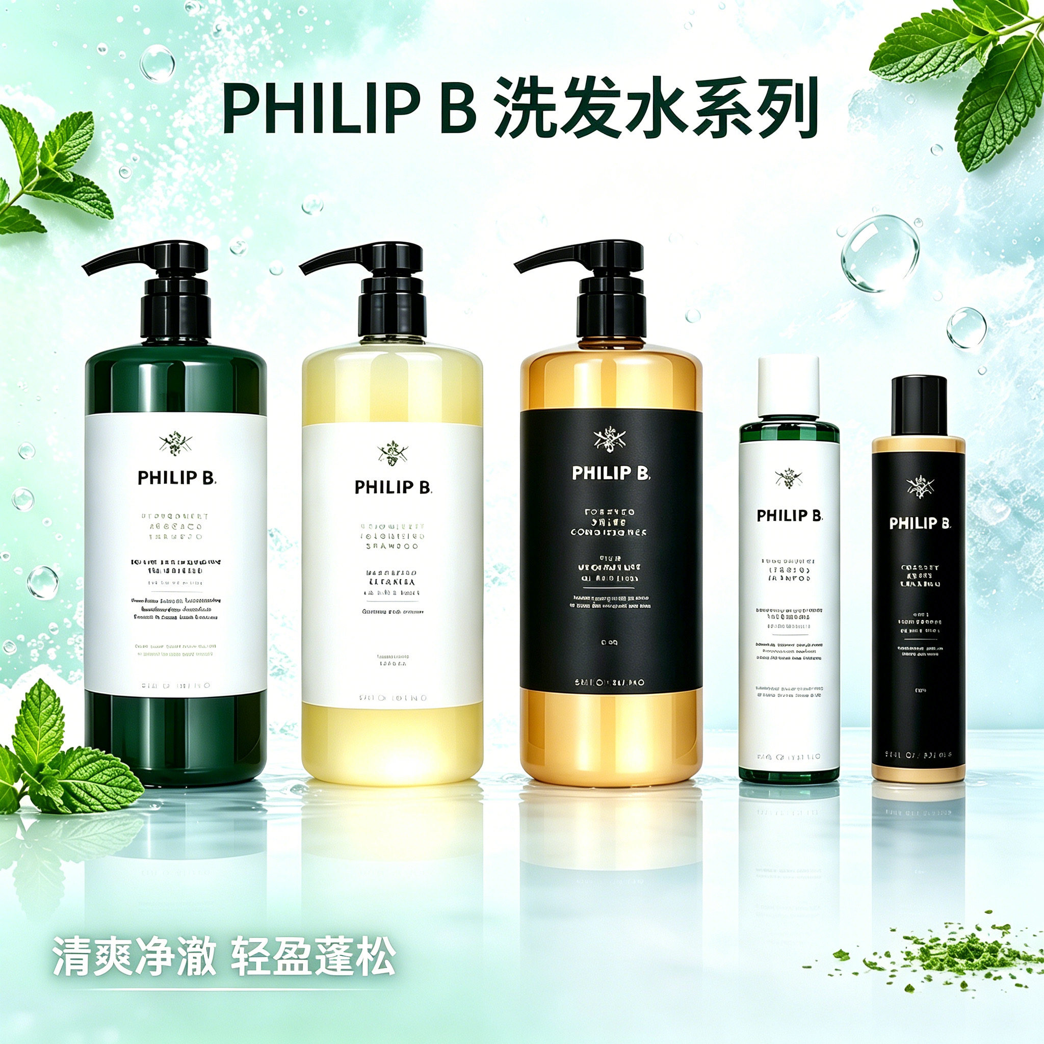 Philip B洗发水系列薄荷鳄梨木兰花乌木沉香护发素裴利毕