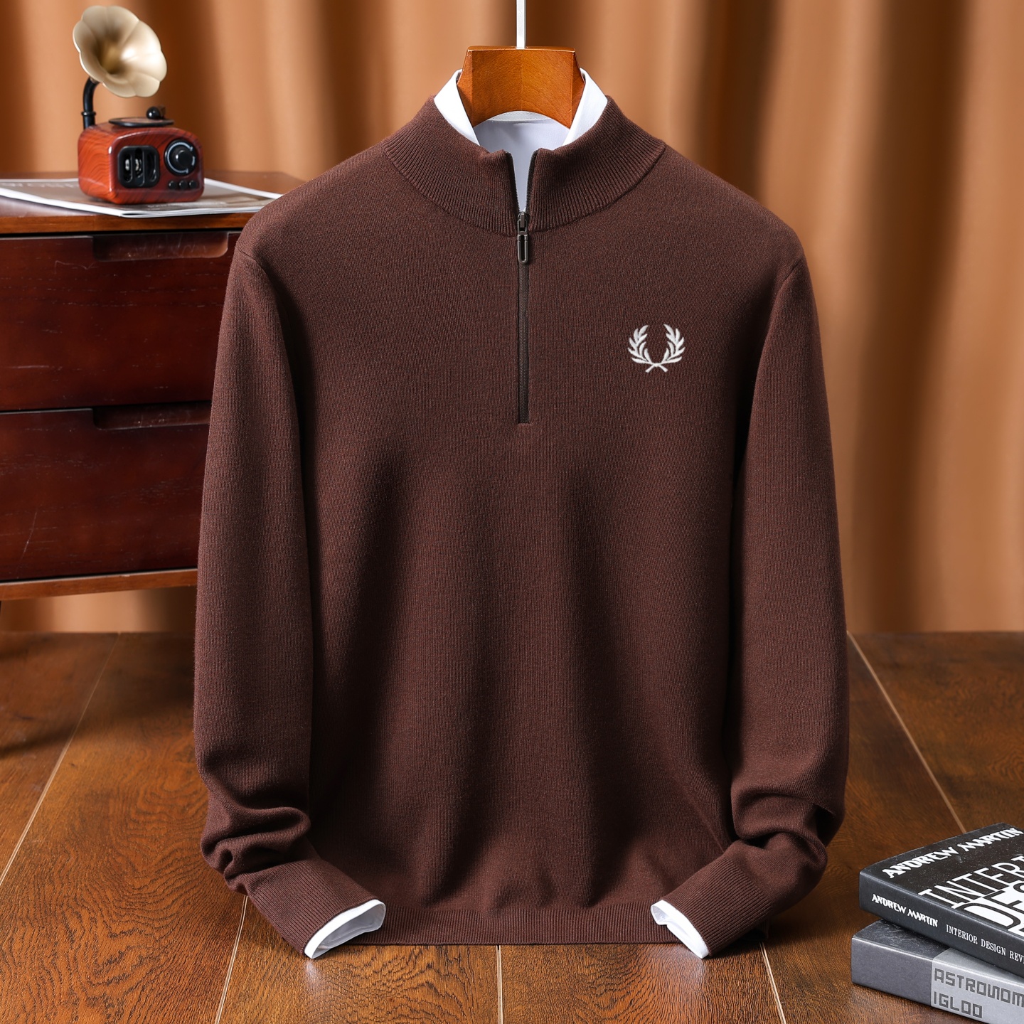 FP麦穗男士2025新款加厚半拉链立领羊毛衫高端品牌秋冬针织衫毛衣