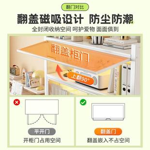 防尘带门书柜家用钢制落地一体置物柜客厅靠墙儿童书柜防尘收纳架