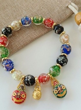 灰玻璃手炼,夜光l香灰玻璃手炼,五彩多宝吞金兽,时尚男女手炼礼