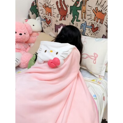 哈喽KT毯子午睡毯连帽斗