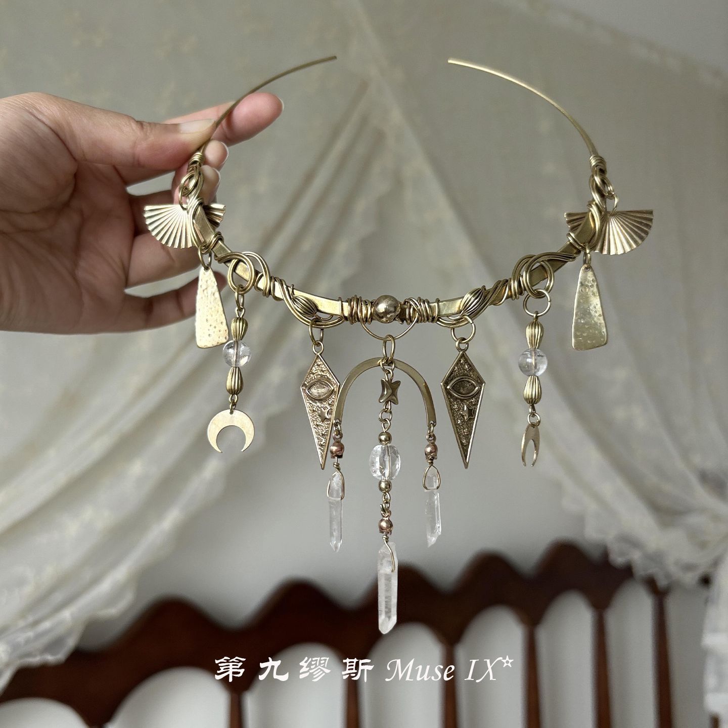 【一物一证】S999纯银【第九缪斯】绝美手作星月水滴流苏项圈废土