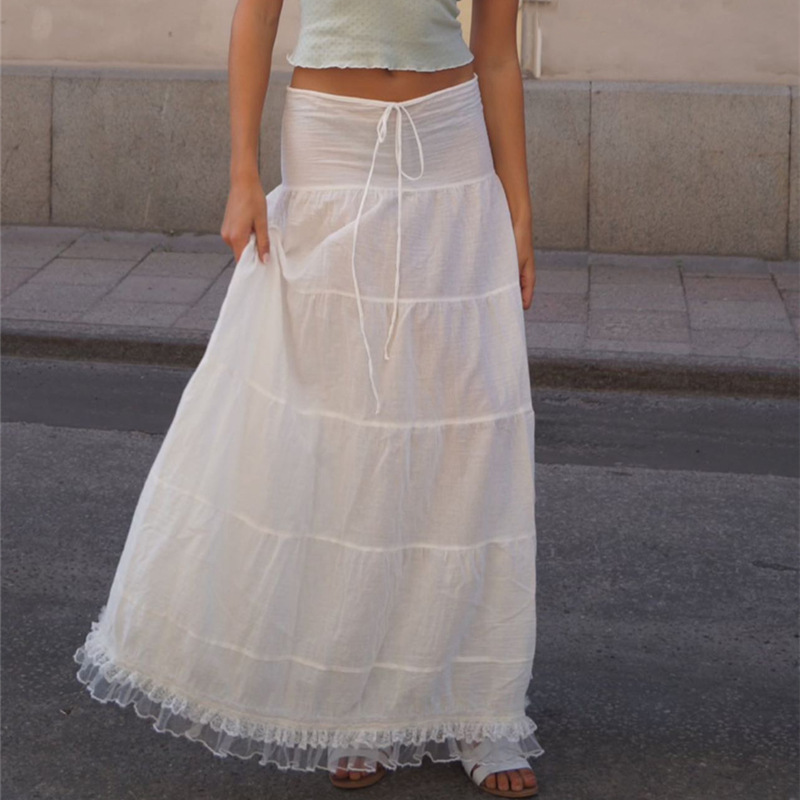 Square-neck halter top patchwork skirt set方领吊带拼接裙套装