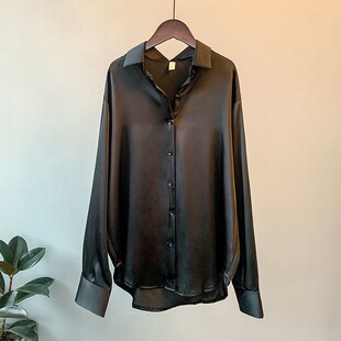 long sleeved satin Hong 缎面垂感衬衫 style shirt港风长袖 Kong