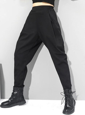 松紧腰百搭黑色哈伦裤Elasticated waist with black haren pants