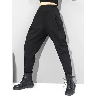 Elasticated haren waist black pants with 松紧腰百搭黑色哈伦裤