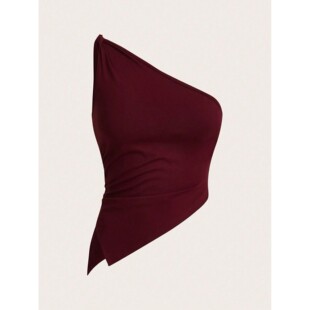 Cami Shoulder Top Off 甜辣风不规则下摆露背小背心女Fashion