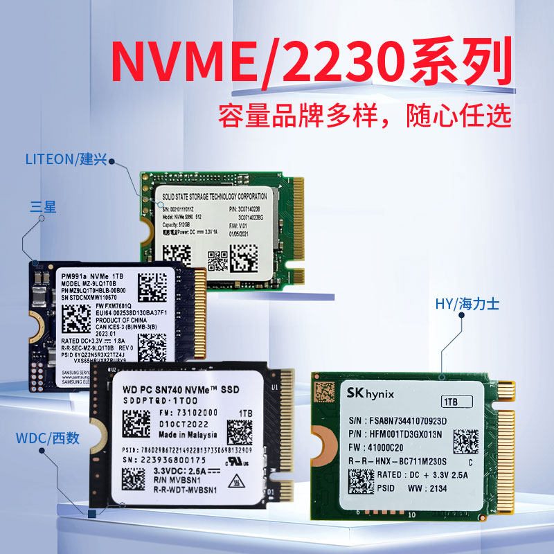 全新固态硬盘2230Nvme bc711PM991A SN740S990BG5适用Surface ROG 电脑硬件/显示器/电脑周边 固态硬盘 原图主图