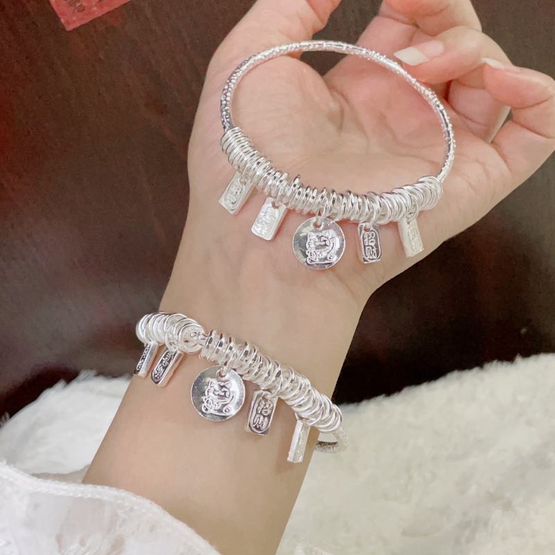 足银纯银串珠盘缠吉言银