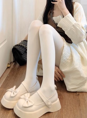 日系jk奶白色连裤袜女春秋光腿肉色丝袜天鹅绒lolita白色打底裤袜