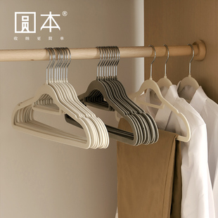 圆本植绒防滑无痕衣架整理师专用衣柜衣服收纳丝绒超薄家用挂衣撑