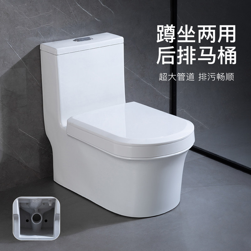 抽水后排式马桶可蹲可坐两用一体双用墙排坐便器家用陶瓷防臭台式
