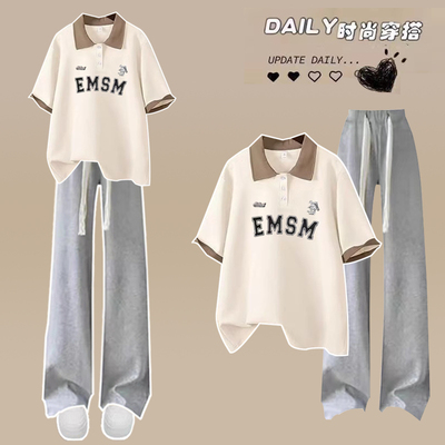 初中生夏装运动套装2025新款少女时尚休闲短袖T恤高中学生两件套