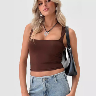 Sexy vest 无袖 sleeveless 性感方领修身 fitted square 背心 neck