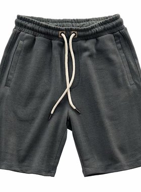 Elasticated waistband knit shorts 日系复古松紧腰纯色针织短裤