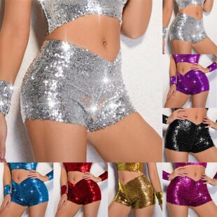 欧美风亮片珠片表演服演出短裤Sequin Performance Shorts  Women