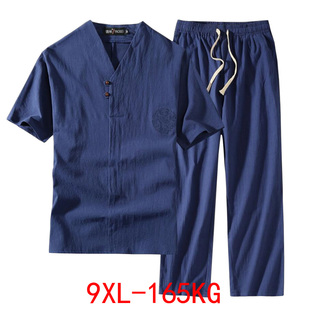 套装 shirt cotton T恤长裤 短袖 Senior set老年棉质大码 trouser