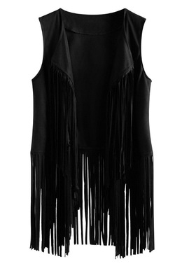 纯色流苏休闲马甲 Solid-color fashionable fringed casual vest