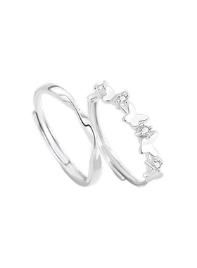 伊生爱999足银情侣对戒七夕礼物