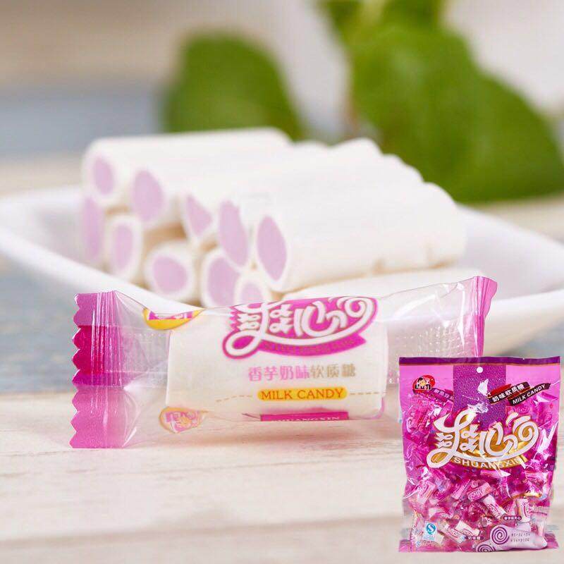 休闲办公室零食小吃娃咪爽心香芋味奶糖 喜糖夹心软糖童年糖果,零食/坚果/特产,传统糖果,淘宝优惠券,粉丝福利购,淘宝优惠卷