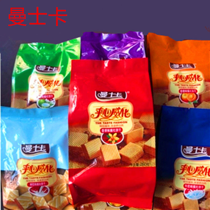 威化饼干 干多种口味260大包装香草味夹心美味椰奶花生巧克力