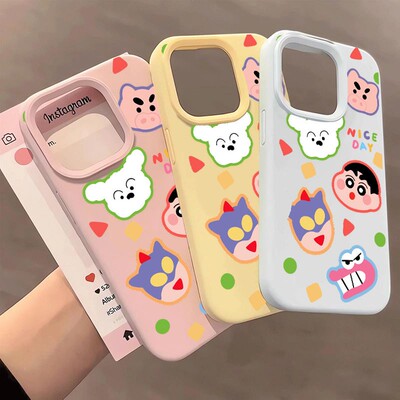 创意蜡笔小新适用于小米15pro手机壳红米note14/13/12液态大孔11Tpro软胶k80pro k70趣味civi3时尚可爱保护套