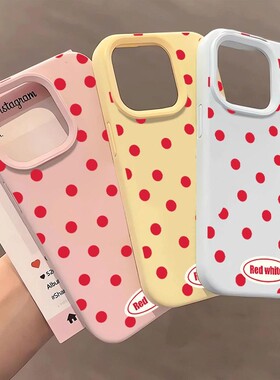 满屏红色波点适用于OPPOreno14手机壳a3x/a2m/a1活力版a57 a93s新款RENO13/12/11软胶Findx8x7 真我v23保护套
