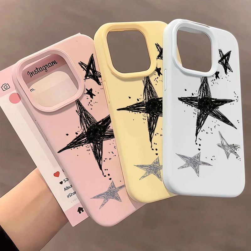 个性简笔星星适用于红米note14手机壳note13/12/11Tpro 新款时尚k80 k70至尊版civi4pro防摔小米15/14/13软套