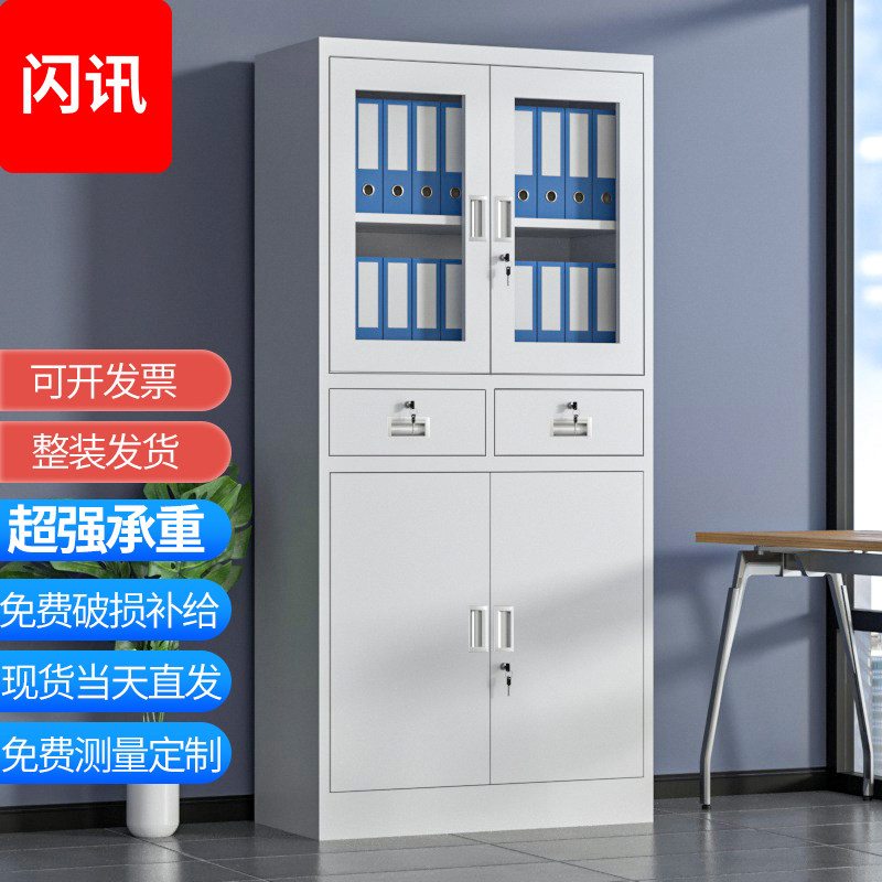 二斗器械钢制铁皮文件柜办公室资料档案凭证储物书柜带锁工具矮柜