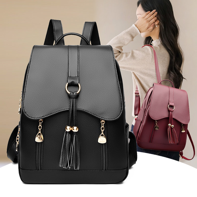 正品头层牛皮双肩包2026新款百搭中年女士背包大容量真皮通勤背包