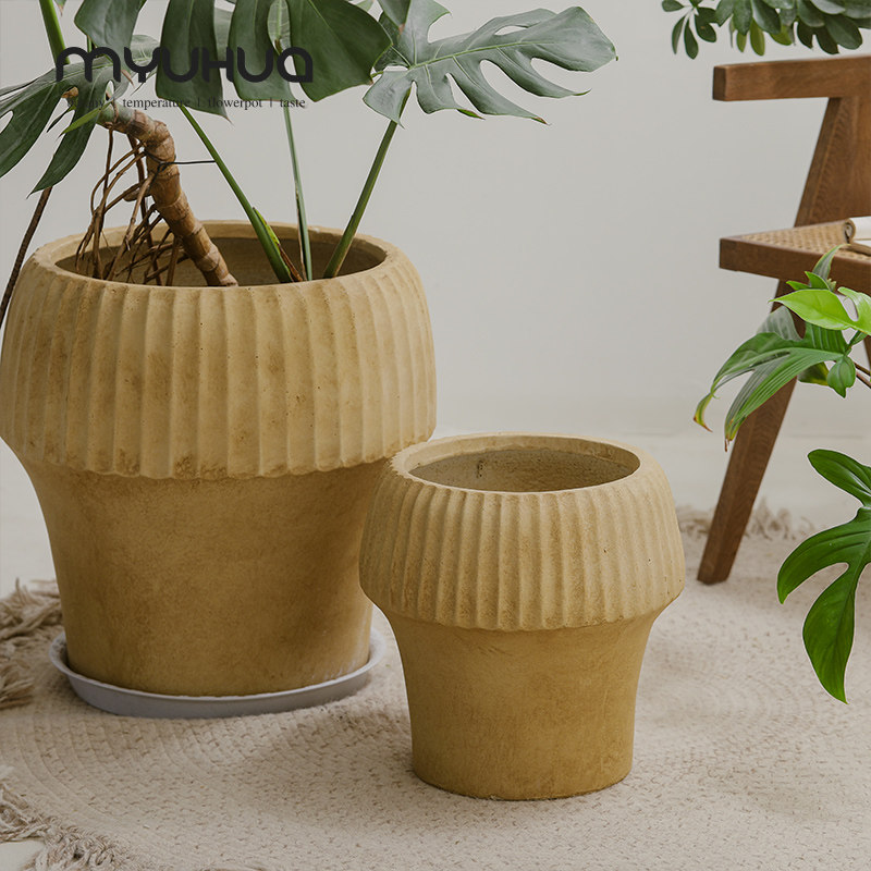 创意新款仿水泥镁泥大口径花盆室内客厅落地家用大型植物盆侘寂风,家居饰品,花盆,淘宝优惠券,粉丝福利购,淘宝优惠卷