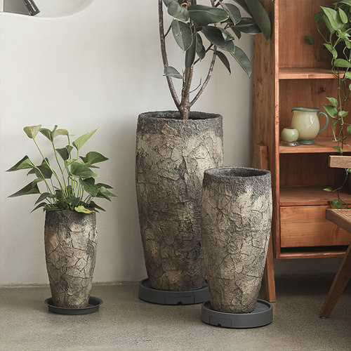 特大号灰色彷古高款加深水泥大花盆室内落地绿植花器户外庭院摆件