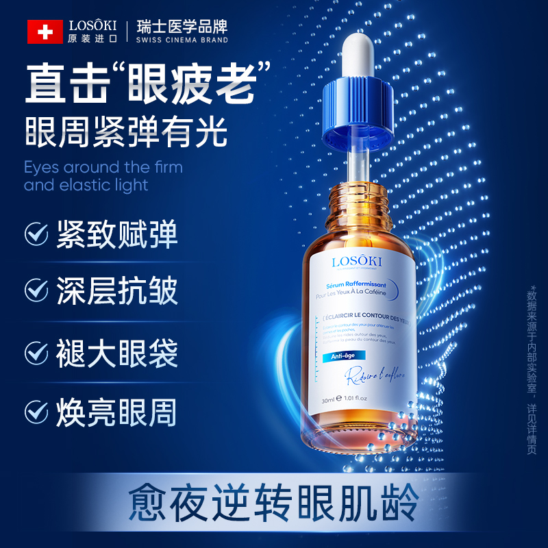 进口紧致眼部精华胶原咖啡因抗皱膜去衰老淡化细纹黑眼圈眼袋眼霜