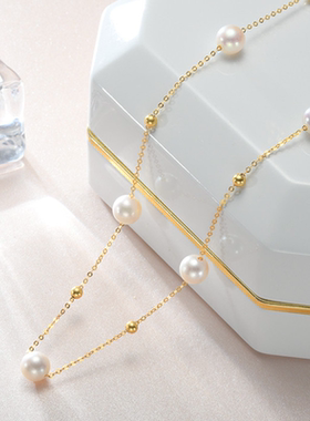 【来了就好】【Z203】18K转运金球满天星珍珠项链