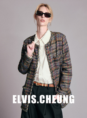 ELVIS.CHEUNG26贺岁幻彩色小香风经典短外套女复古格纹百搭时尚