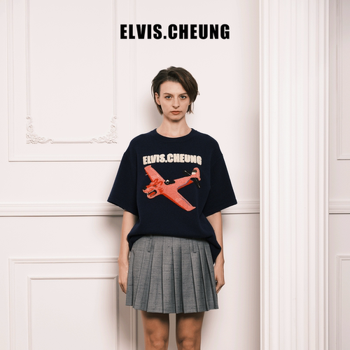 ELVIS.CHEUNG卡通飞机粉豹短袖