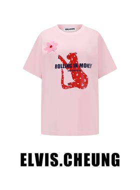 ELVIS.CHEUNG25秋冬新款RIM花豹T恤印花短袖女高级感显瘦百搭气质