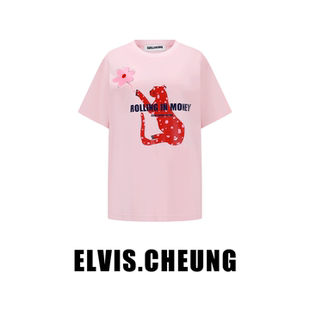ELVIS.CHEUNG25秋冬新款RIM花豹T恤印花短袖女高级感显瘦百搭气质