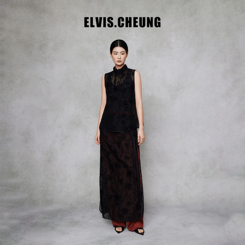 ELVIS.CHEUNG玫瑰植绒半身裙