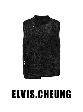 ELVIS.CHEUNG25秋冬新中式真丝包边无袖马甲百搭显瘦复古坎肩上衣