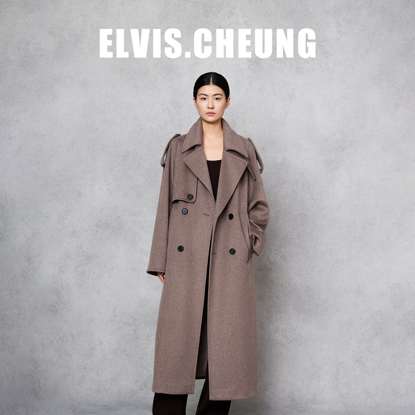 ELVIS.CHEUNG山羊绒风衣式大衣