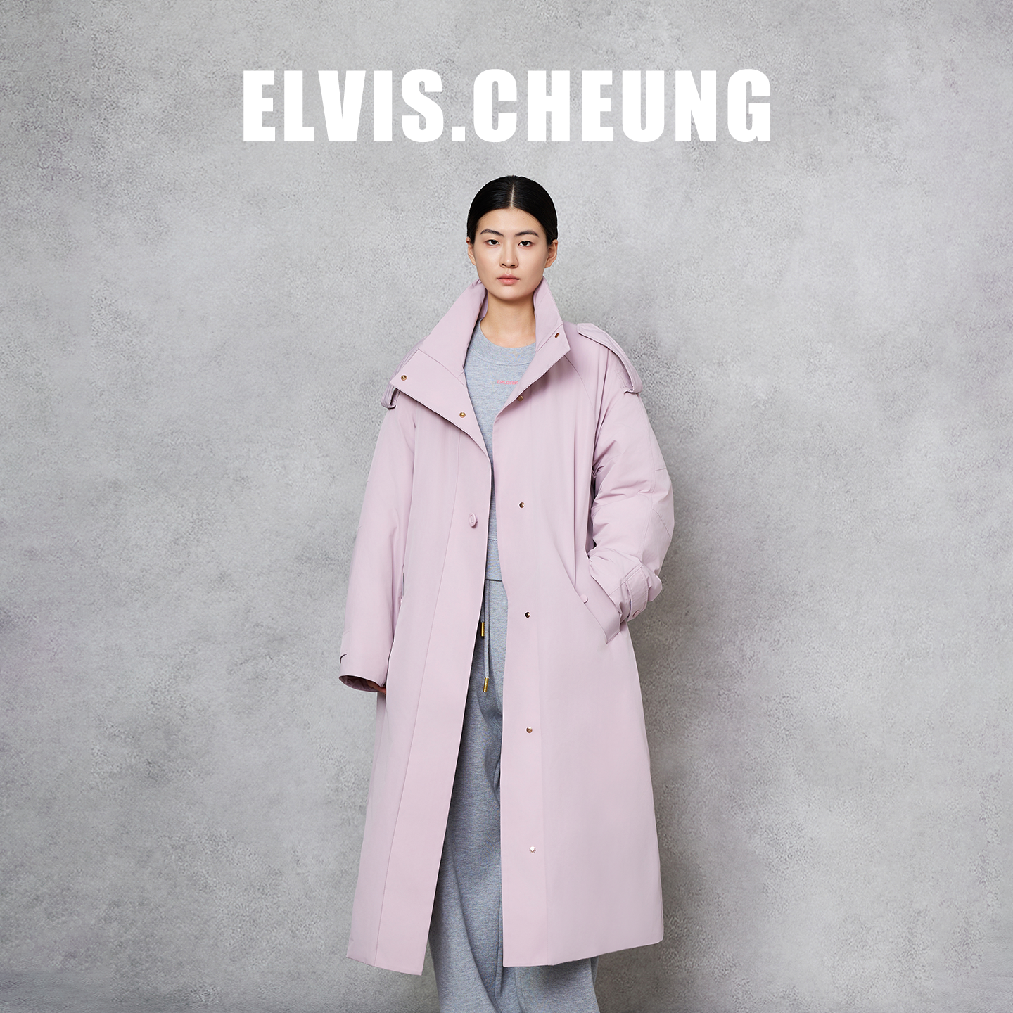 ELVIS.CHEUNG25秋冬长款羽绒服粉色女高级显瘦气质时尚保暖外套