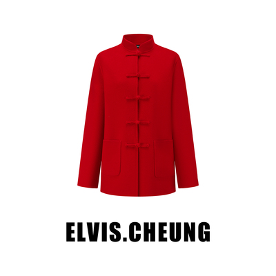 ELVIS.CHEUNG新中式红色毛呢外套