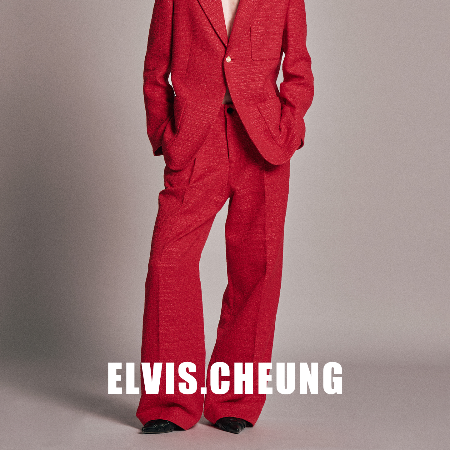 ELVIS.CHEUNG老钱风红色阔腿裤