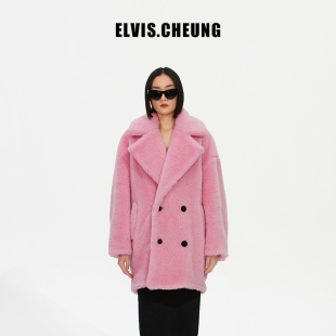 ELVIS.CHEUNG秋冬泰迪驼绒中长领外套芭比大衣 博主同款
